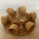 6 wooden egg cups hourglass wall mount Scandinavian wood
