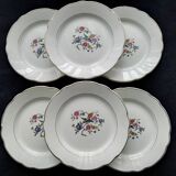 Set of 6 faience dessert plates digoin sarreguemines bird of paradise