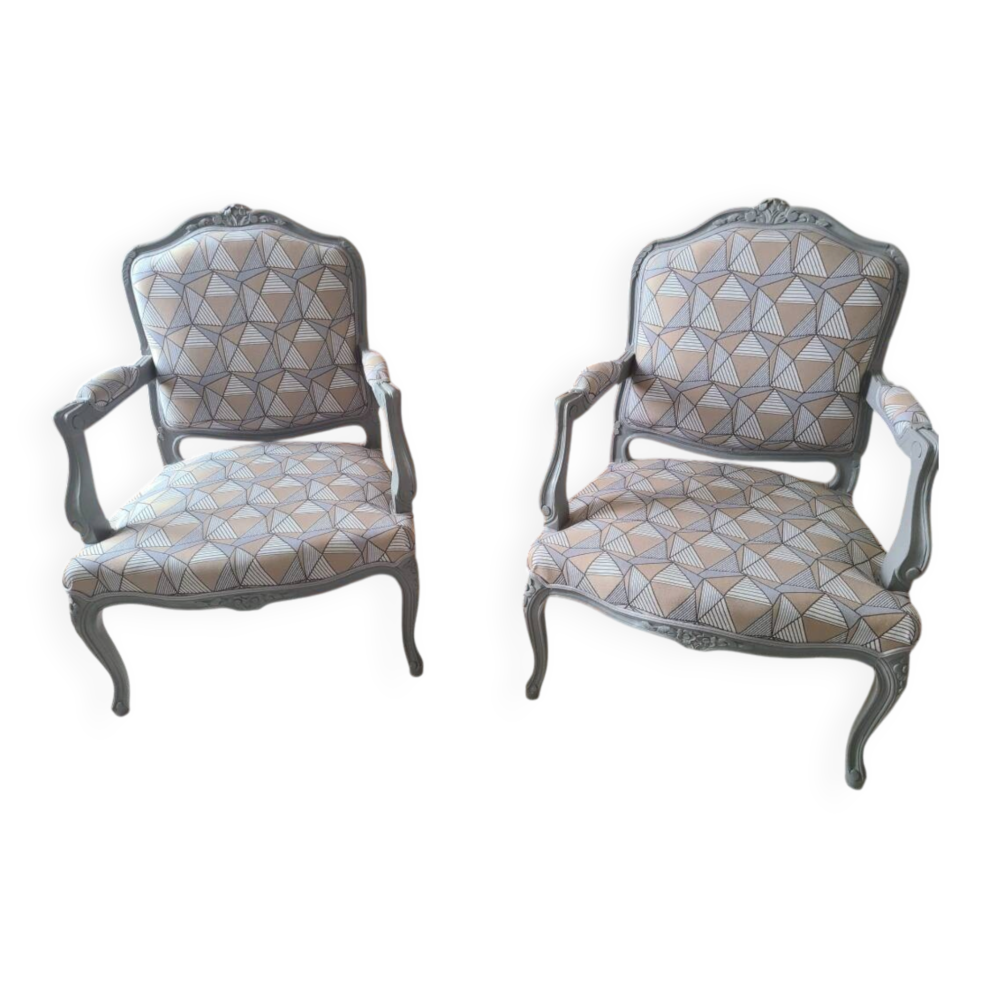 Modernised Louis XV armchairs