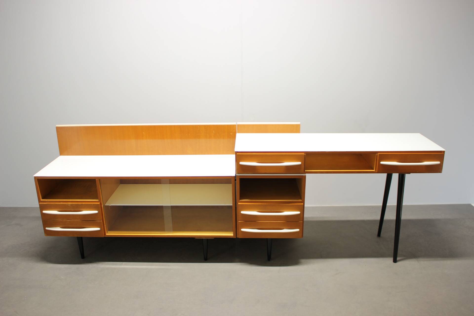 Modular desk and mid-century storage unit by Mojmír Požár, UP Závody, 1960s