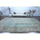 1970s Vintage Persian Handmade Wool Cotton Light Blue Area Rug 285x383