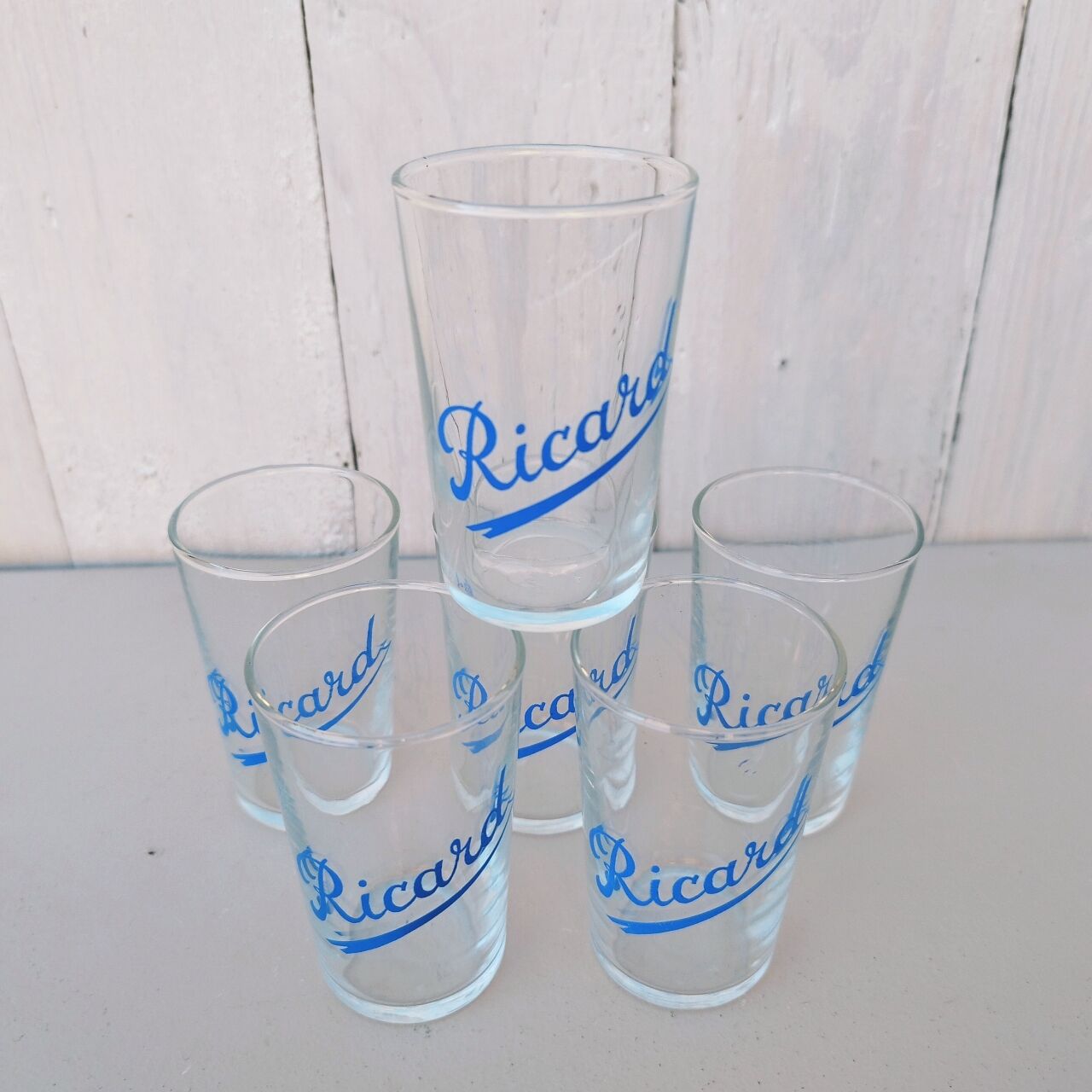 Six advertising glasses brand Ricard Vintage