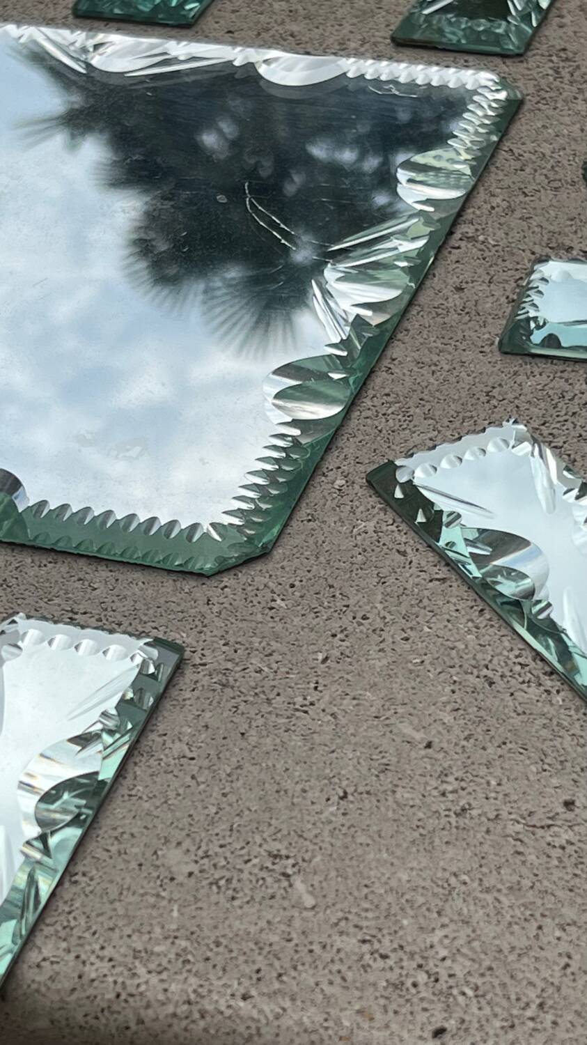 Beveled mirror glass - knife holders bottle coasters