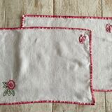 12 old hemp embroidered placemats - 39x27 cm