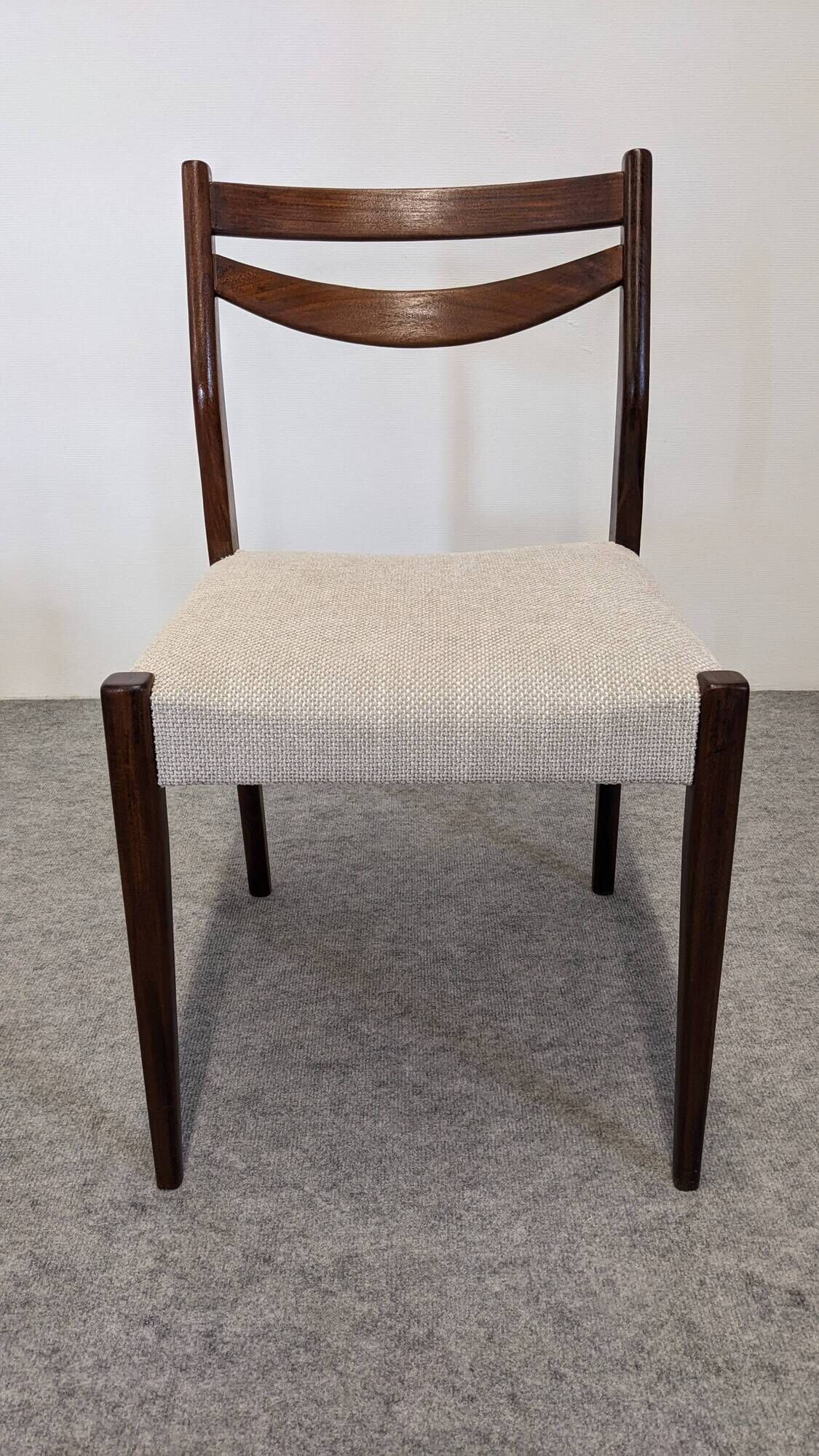 Set of 6 Scandinavian style teak chairs, France circa 1970.