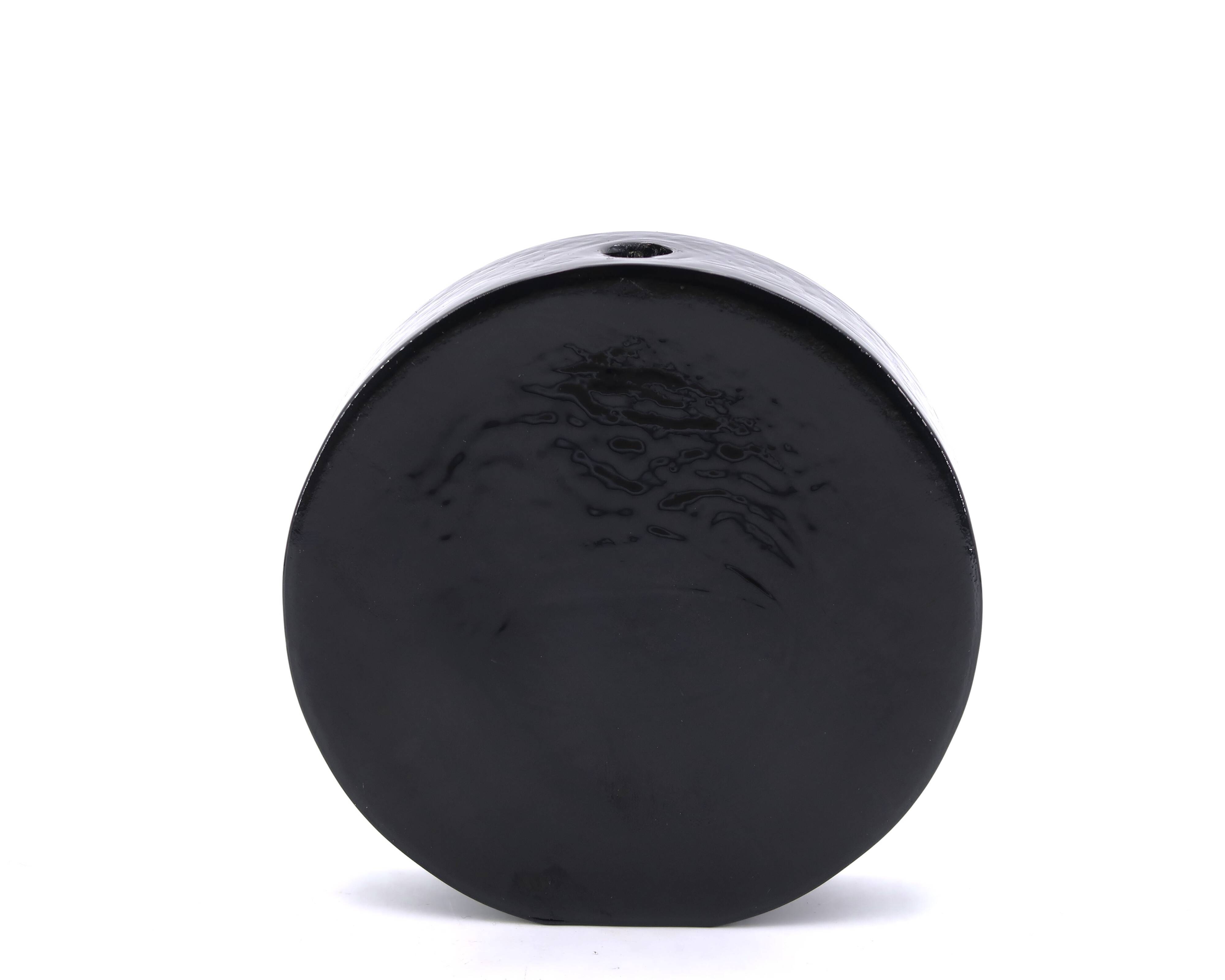 Minimalist black glass soliflore vase, 1970s