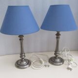 Paire de lampes de table argentées – XX ème