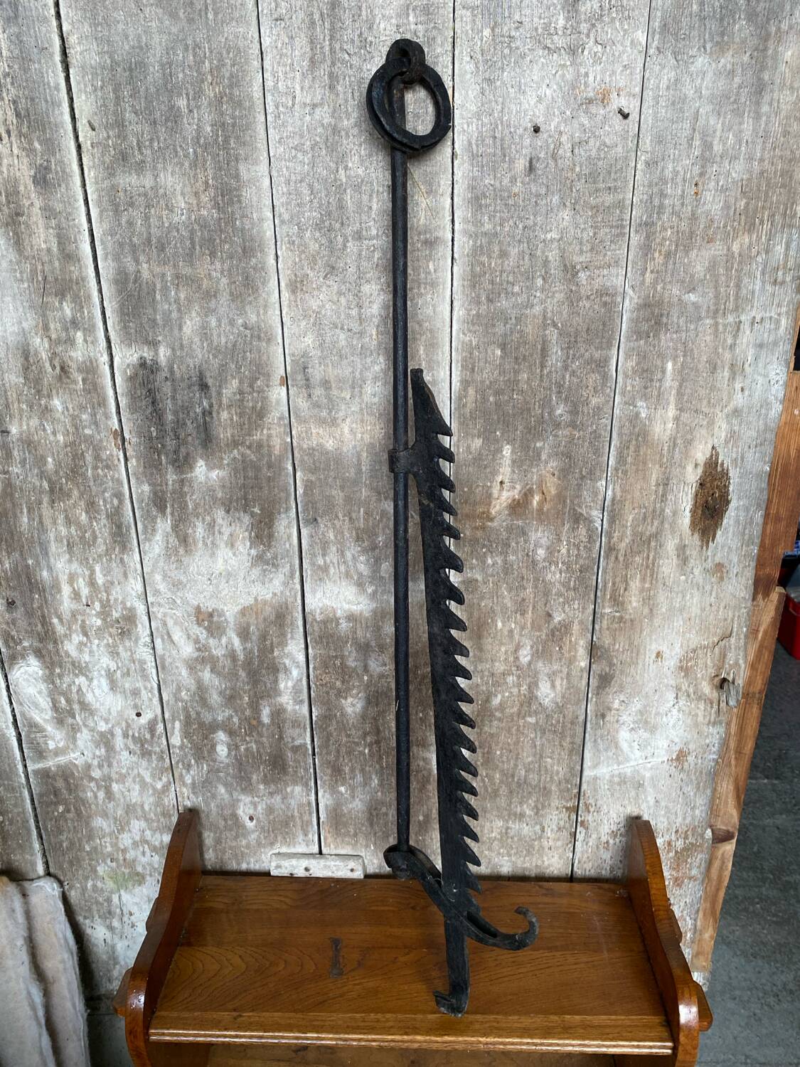 Old black wrought iron fireplace rack 18th century vintage