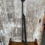 Ancienne crémaillère cuisson cheminée fer forgé noir xviiie vintage