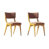 Vintage chairs in massif beech - fabric, 1950s