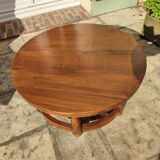 Round coffee table in solid walnut; diameter 80 cm