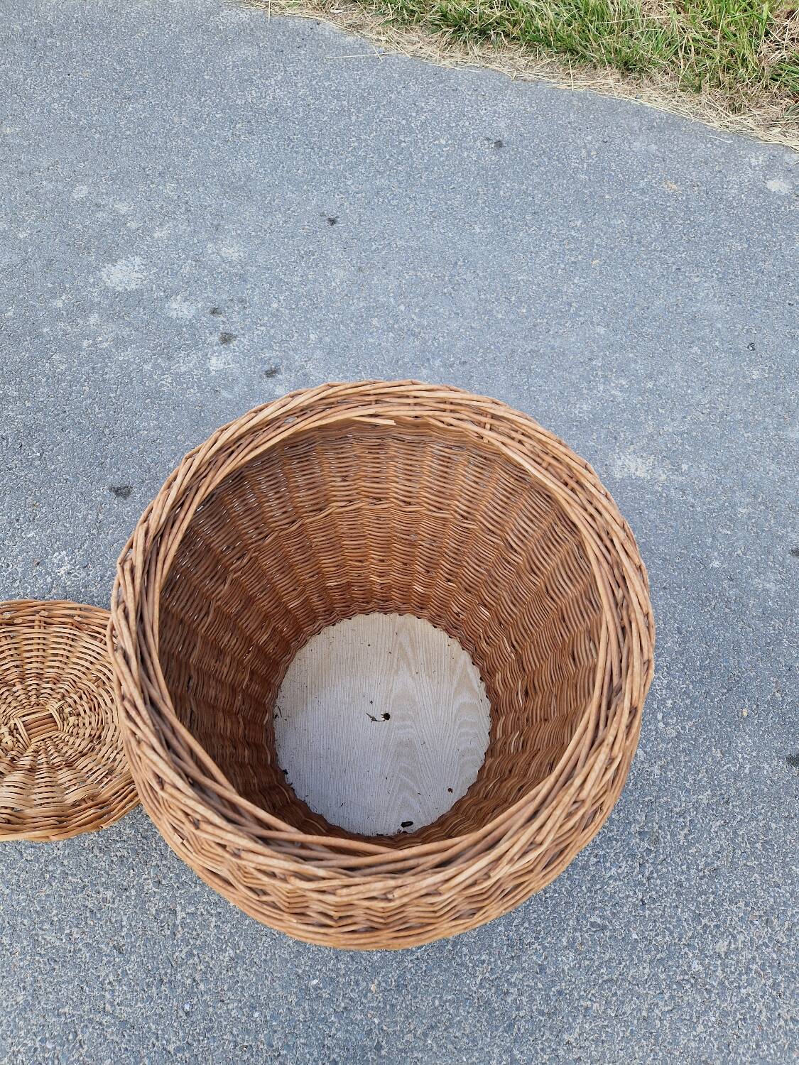 Vintage rattan laundry basket