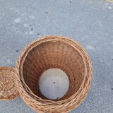 Vintage rattan laundry basket