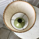 Signed stoneware lamp with woven lampshade 60s-70s