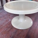 Set of two circular cream plastic sofa ends, 60s/70s