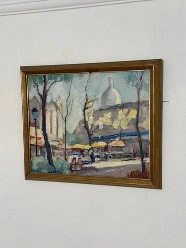 Swedish Oil on Panel "Lakerstationen” by L. Knut Norman Vintage & Framed 46×38cm