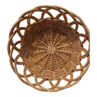 Panier rond en osier vintage.