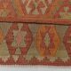 Turkish Vintage Kilim Rug: Shades Of Red Brown Handmade Wool Rug 160x417Cm