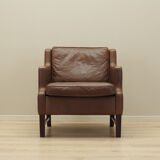 Fauteuil en cuir marron, design danois, années 1960, production: Danemark