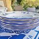 Lot de 6 assiettes creuses KG Lunéville liseré bleu et fleurs jaunes et bleu jaune
