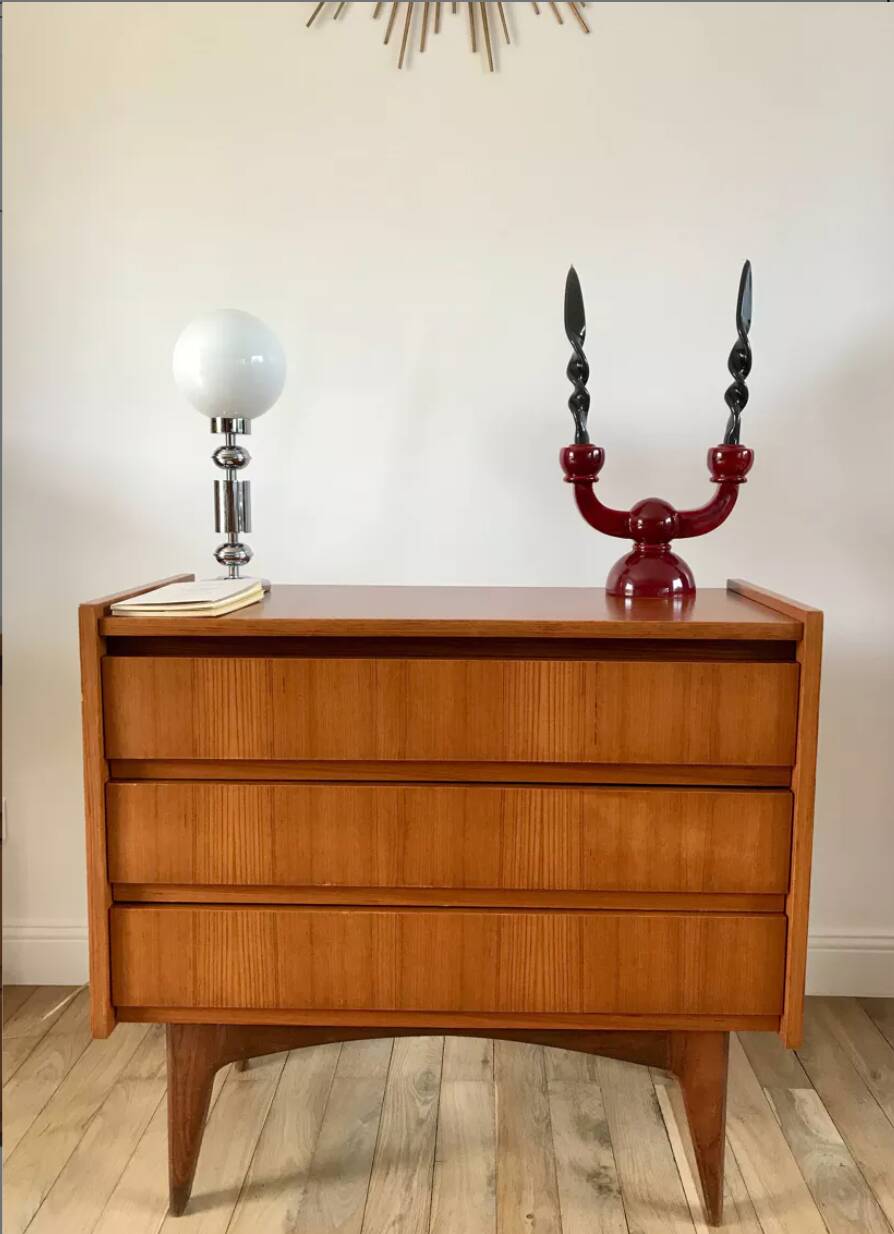 Scandinavian teak dressing table chest of drawers, Danish design, 1960s