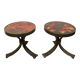 Pair of brutalist side tables, steel and ceramic, 1970