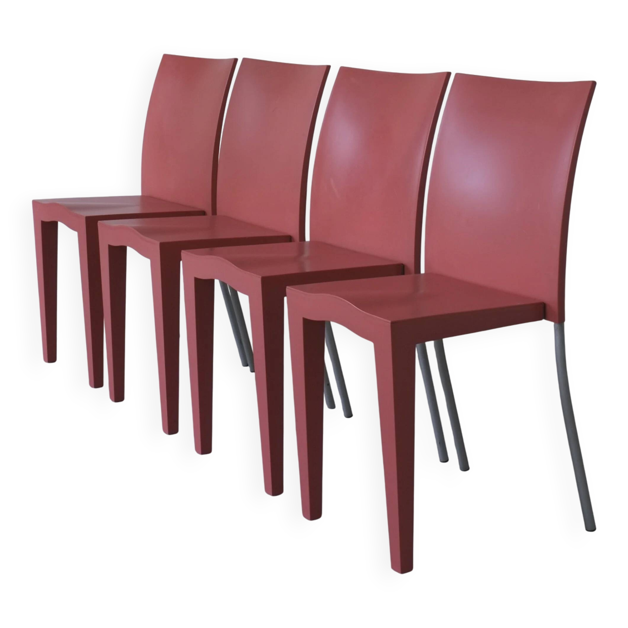 4 Kartell Coral Pink "Miss Global" Chairs by Philippe Starck | 1990s
