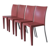 4 chaises Kartell « Miss Global » rose corail par Philippe Starck | années 1990