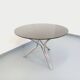 Vintage dining table in smoked glass plexiglass and chrome metal.