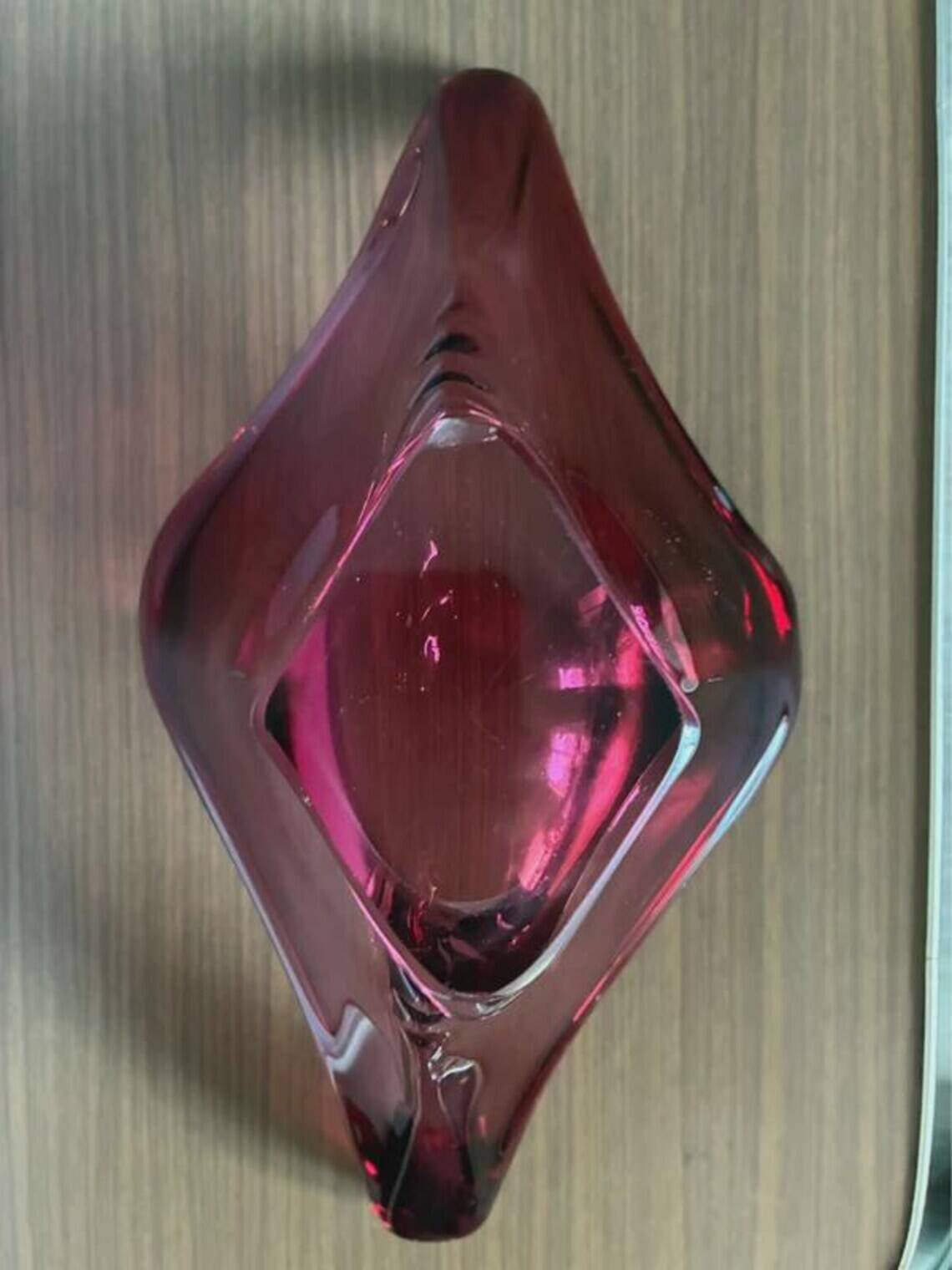 Murano art glass centrepiece bowl, ruby red, Italy, 1970s