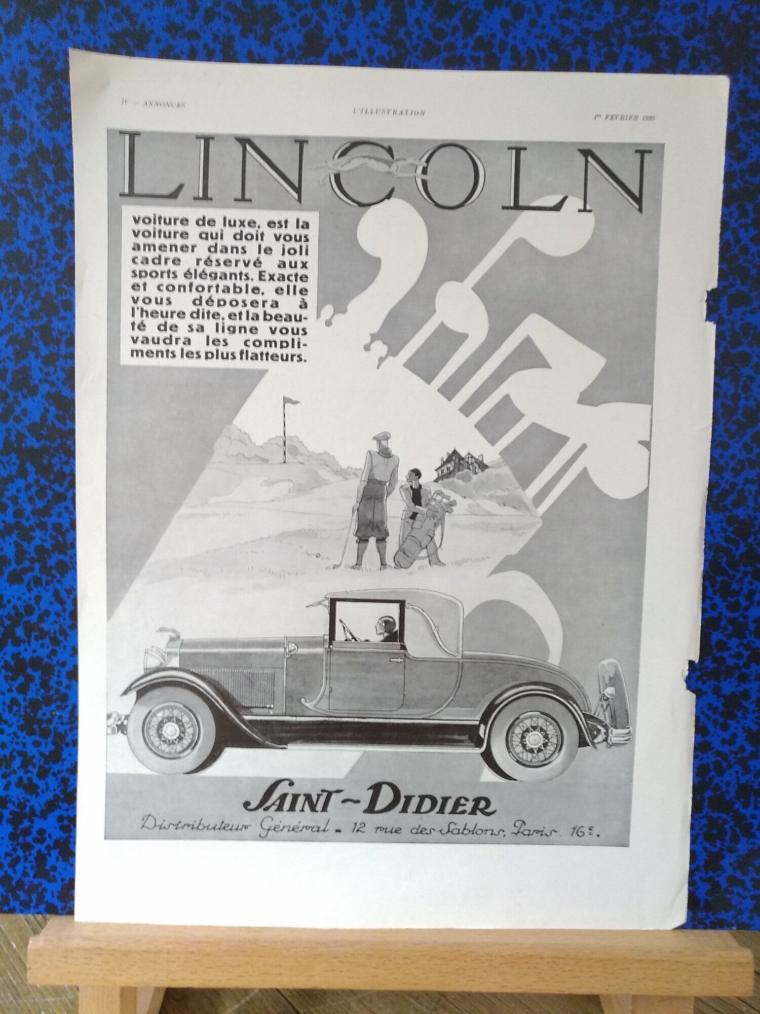 A Lincoln car paper advertisement from a 1930 magazine