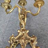 Paire de candélabres en bronze doré de style Rocaille - 4 bras de lumière