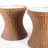 Pair of rattan side tables