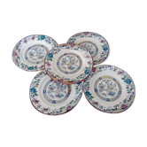Lot de 5 assiettes à dessert Creil et Montereau Terre de Fer aux motifs de l'Asie