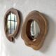 Set of 2 organic brutalist mirrors wood 1950s