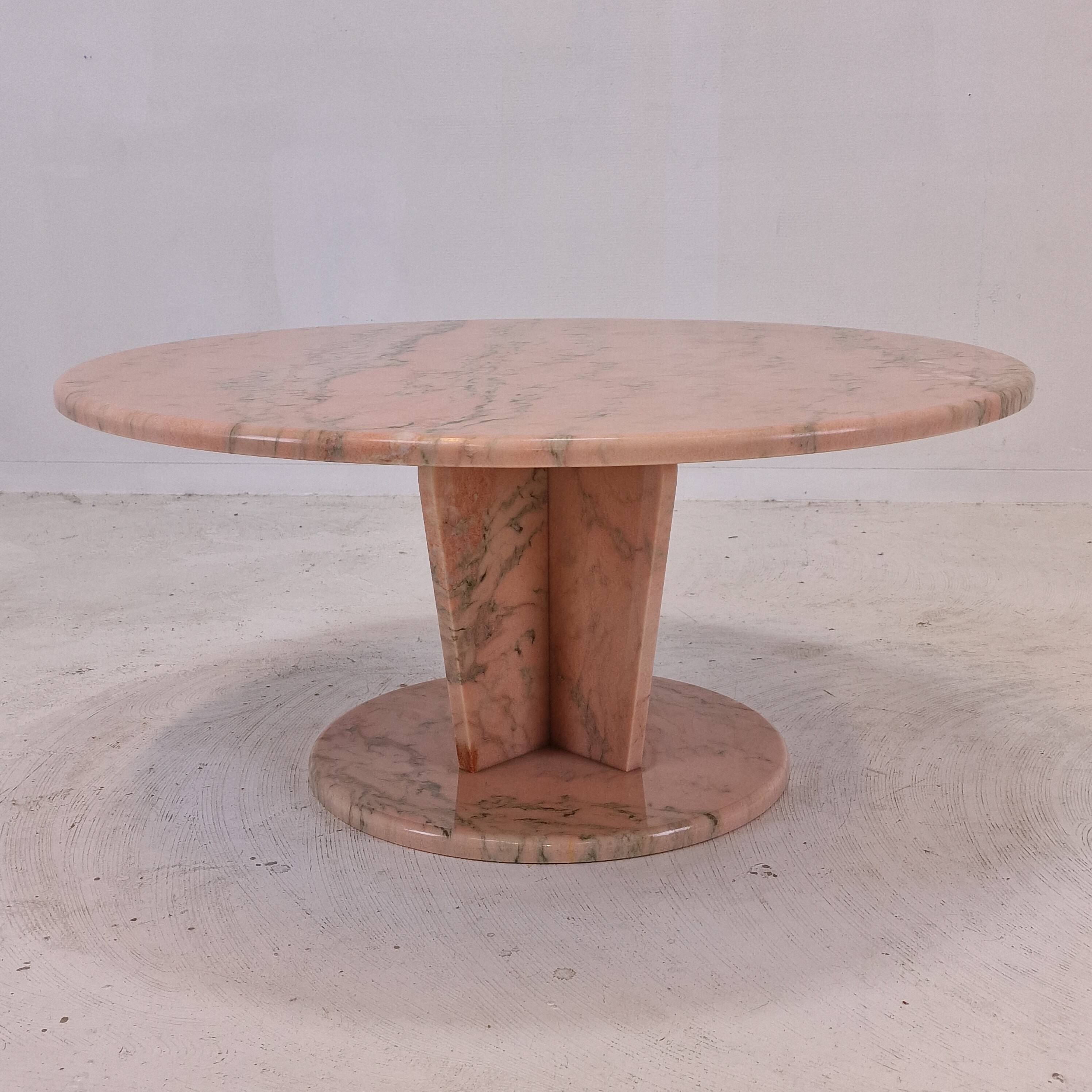 Round Italian Marble Coffee or Side Table, 1980's