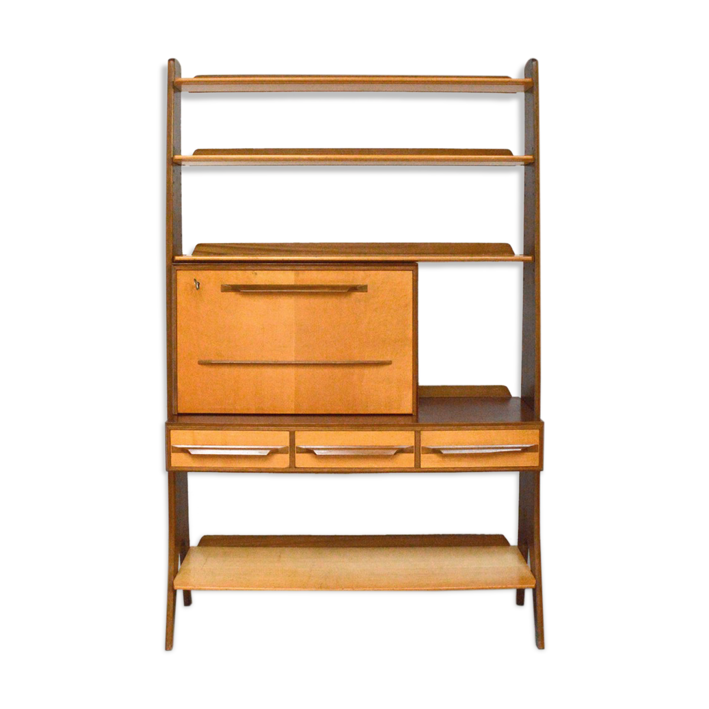 Bibliothèque secretaire pieds compas, 1960