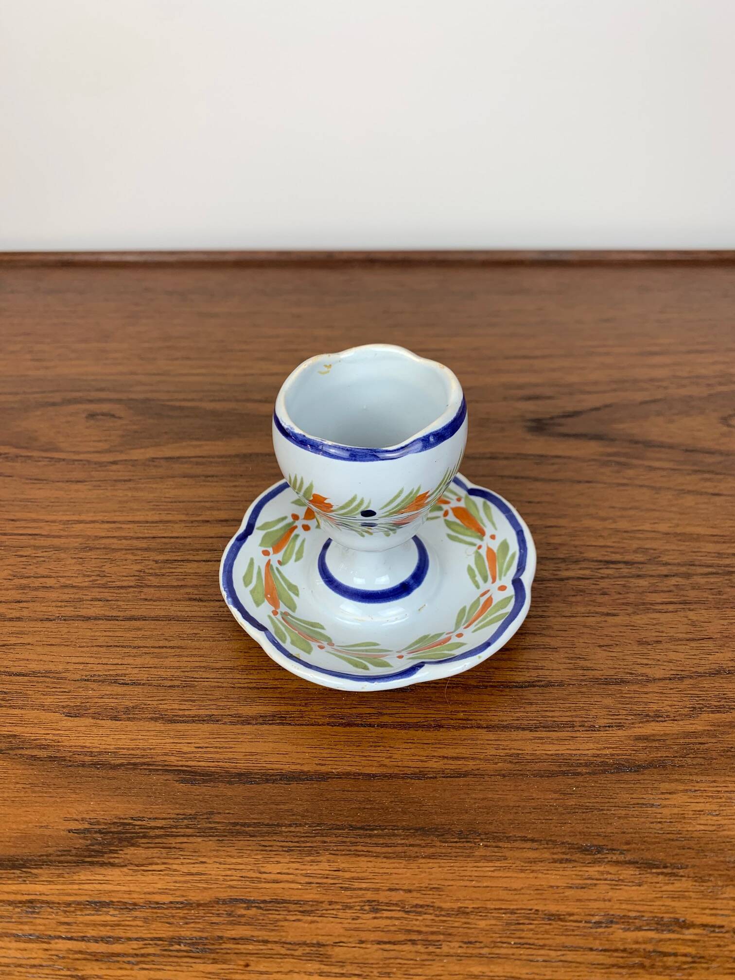 Henriot egg cup, Quimper France, hand painted