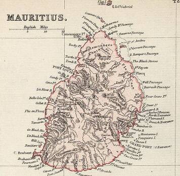 Antique map of Africa, Mauritius. Bourbon (Reunion) circa 1882, Blackie and Sons, Londn=on