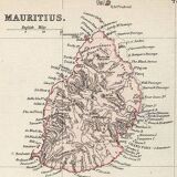 Antique map of Africa, Mauritius. Bourbon (Reunion) circa 1882, Blackie and Sons, Londn=on