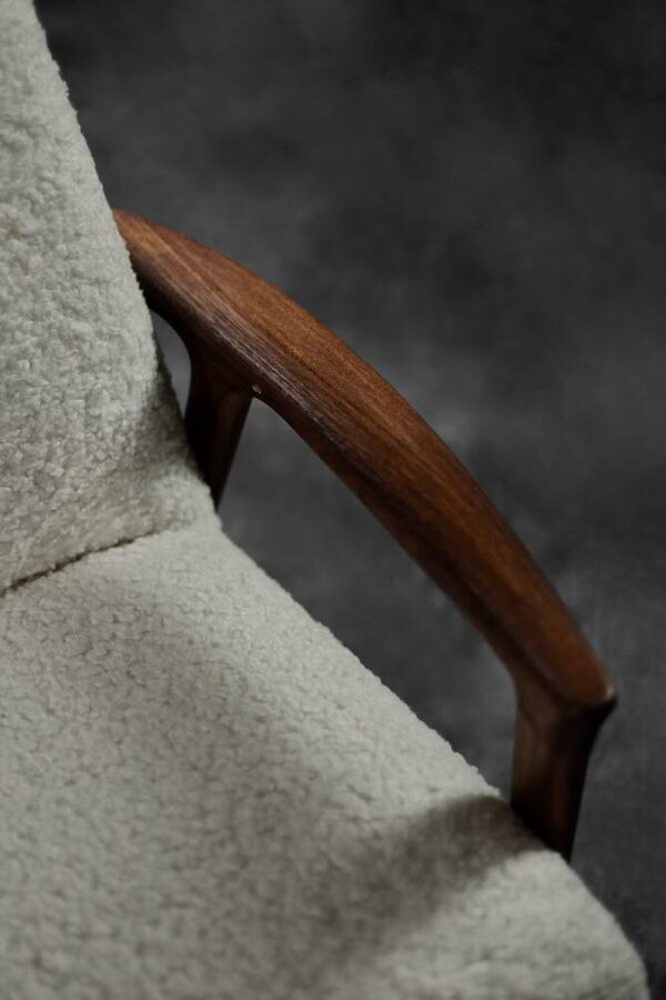 Fauteuil Vintage Mid-Century Scandinave Moderne en Teck Blanc de Bröderna Anderssons, 1960s