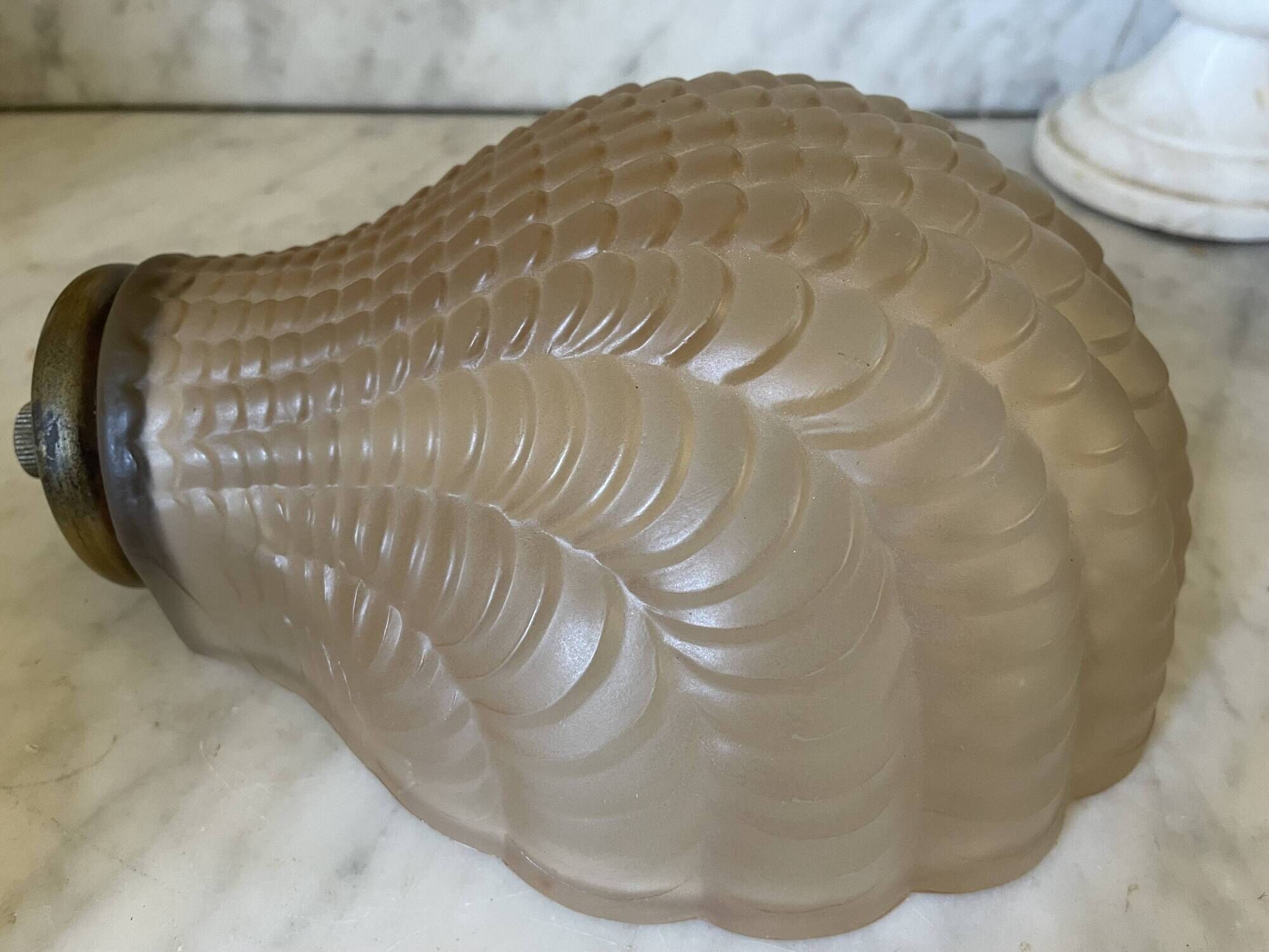 Pair of shell wall lights in frosted glass in Art Deco style.