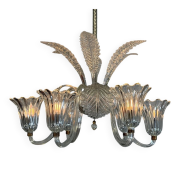 Venetian Art Deco chandelier made of Murano glass, circa 1930.