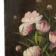 Pink Flowers Still Life Colorful Painting Signed 35x25cm