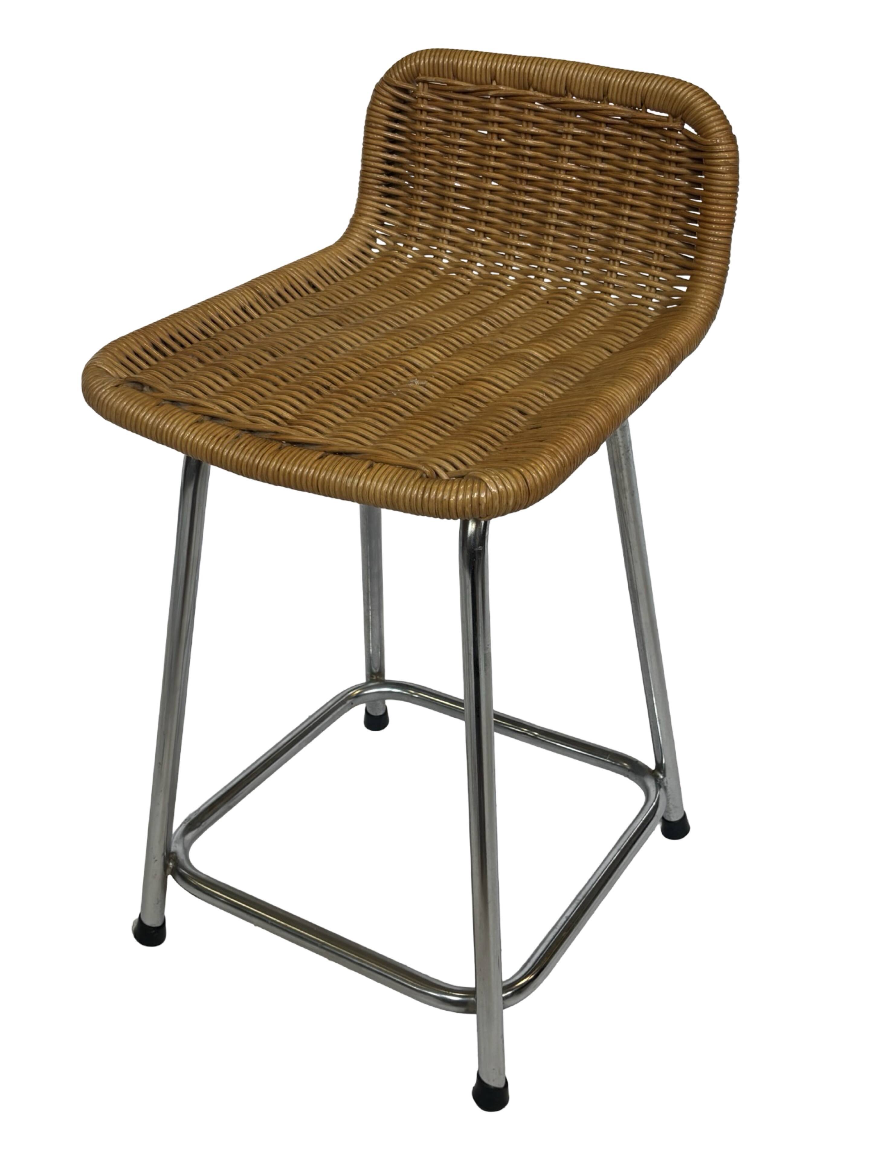 Ensemble de 4 tabourets de bar vintage Dirk Van Sliedregt Rohe Noordwolde modèle bas