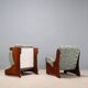 Paire de fauteuils vintage en bois et tissu, design, Italie, années 1960