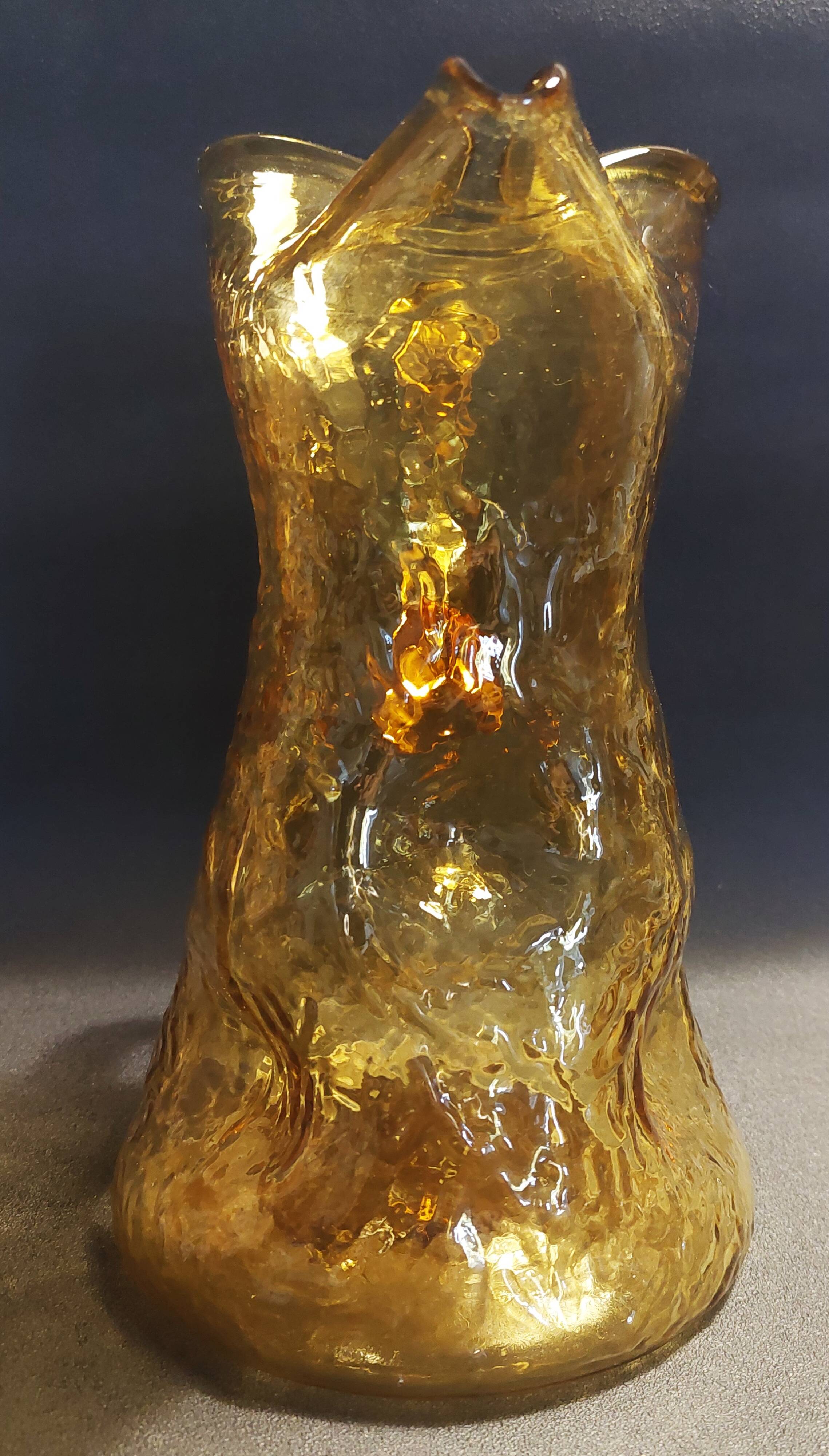 Vintage textured yellow glass carafe pitcher