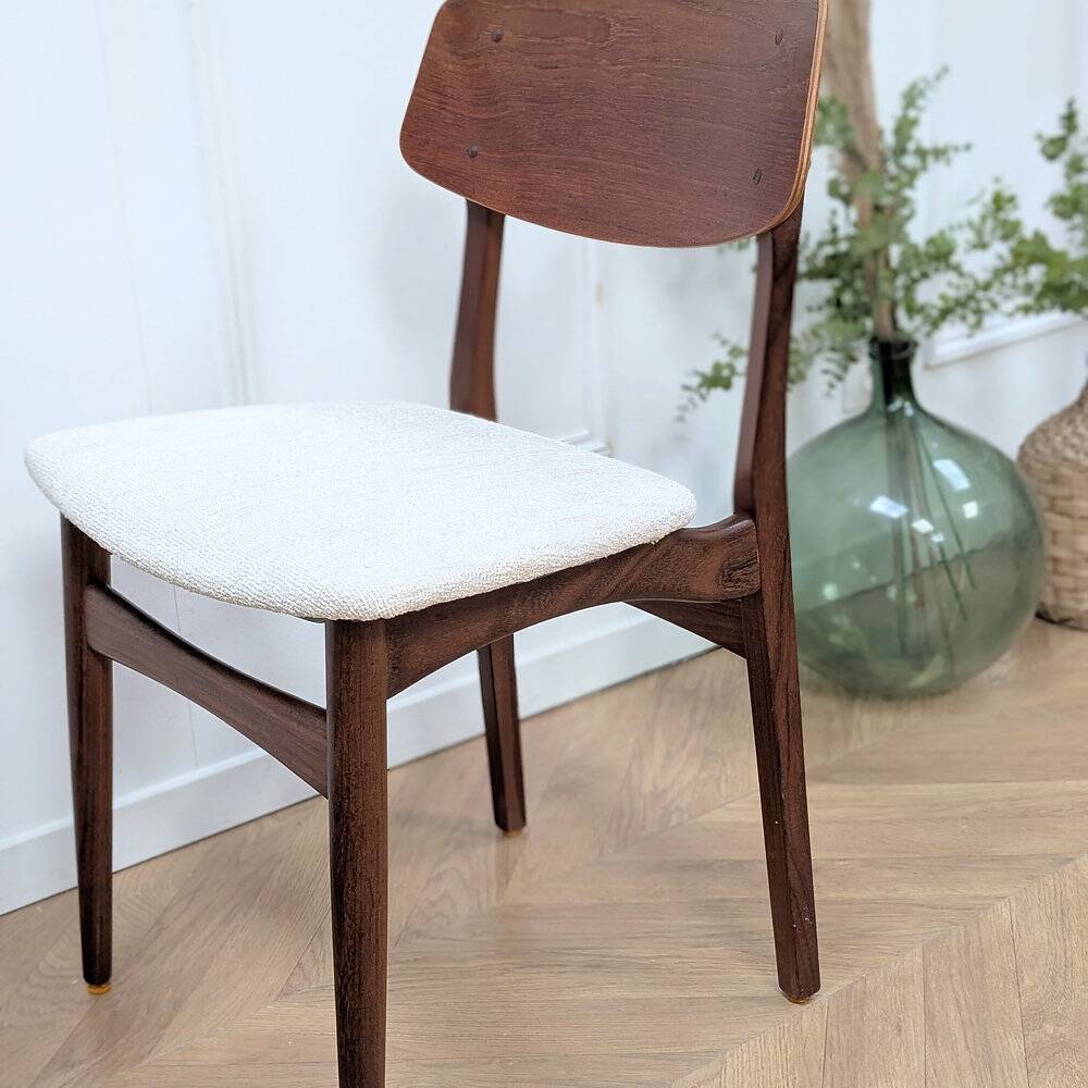 Chaises scandinave teck & tissu