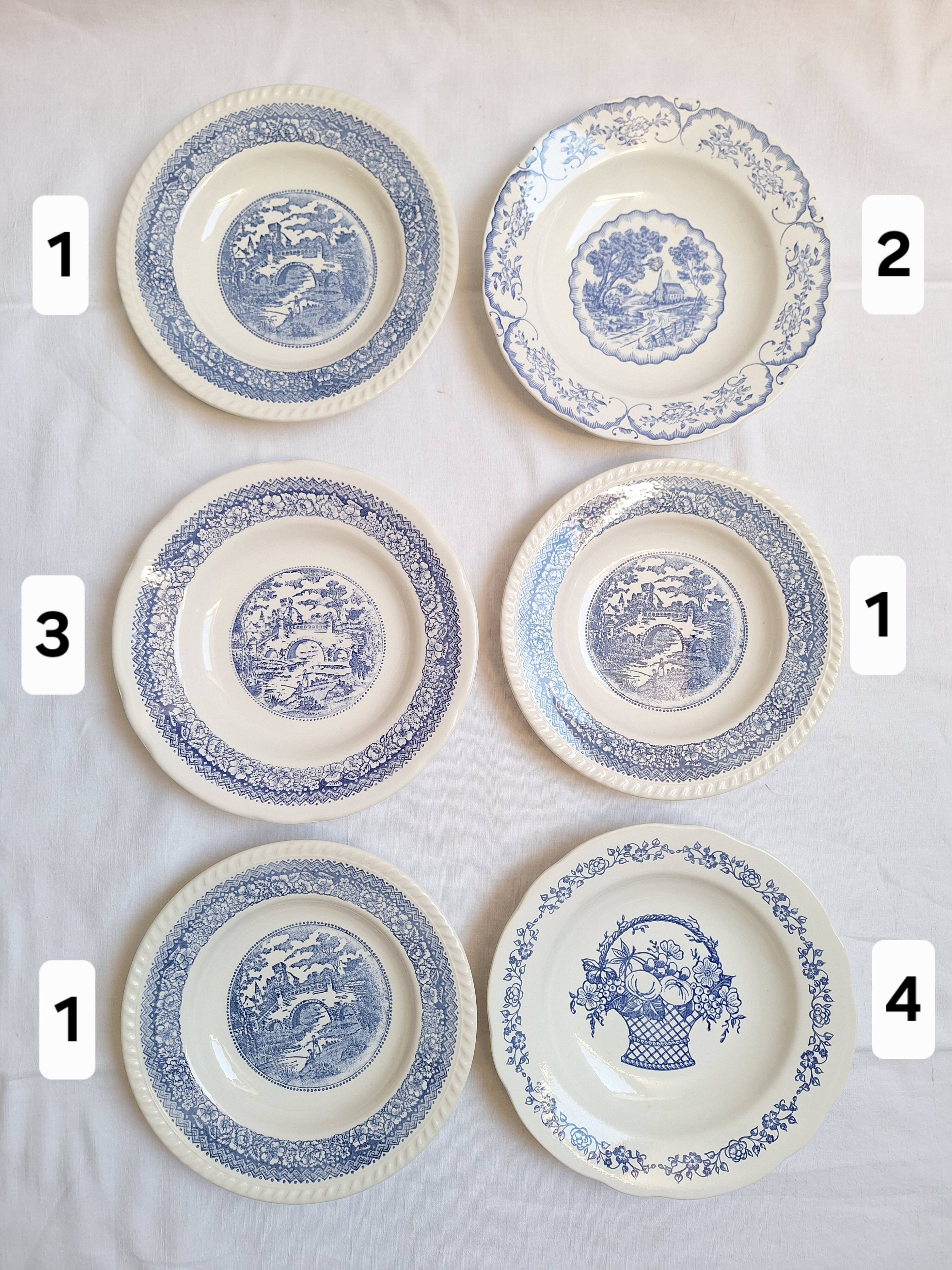 Assiettes creuses bleues paysage