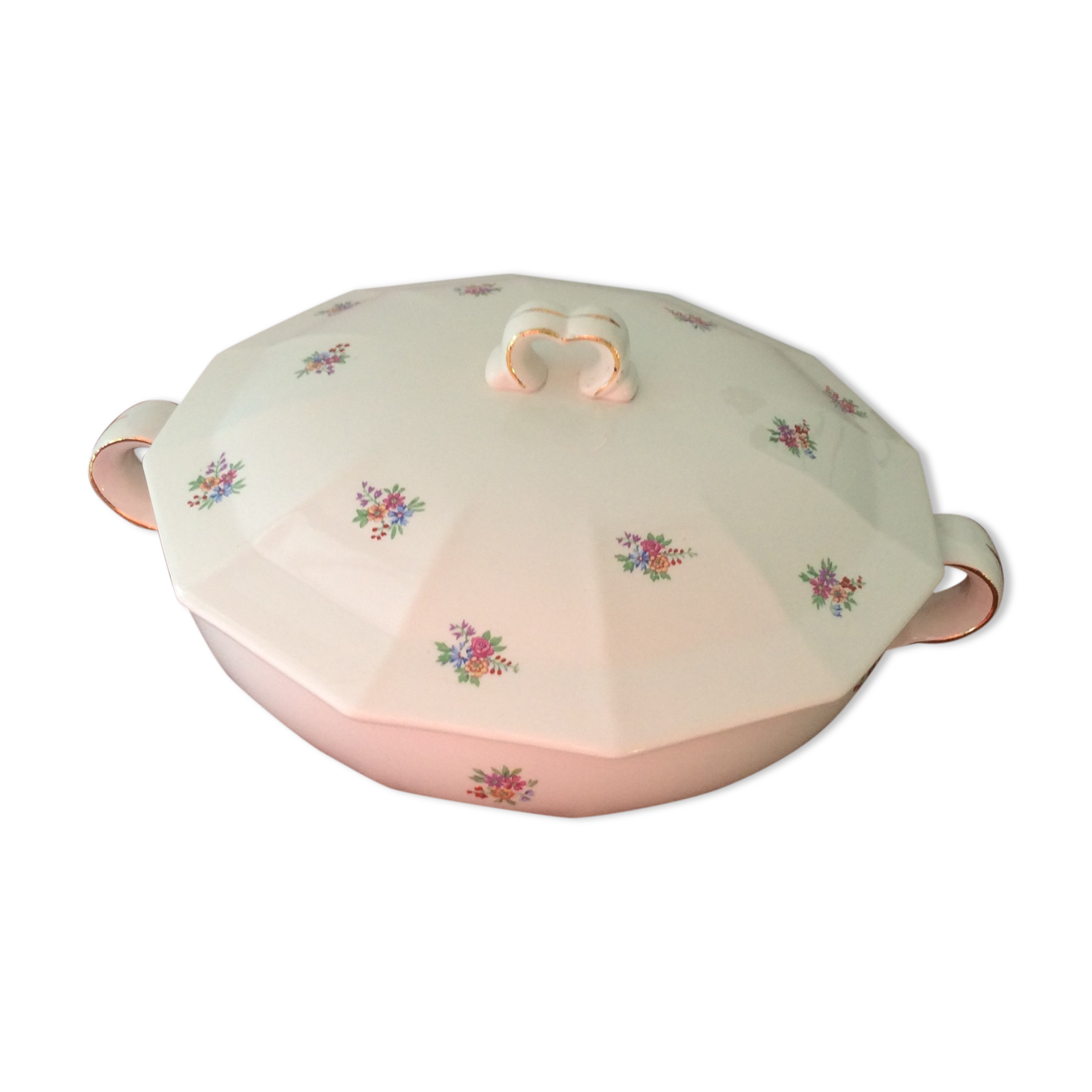 Old dodecagon tureen opaque porcelain Ceranord "Minerva"